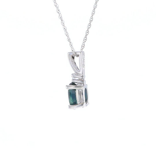 White Gold Sapphire & Diamond Pendant