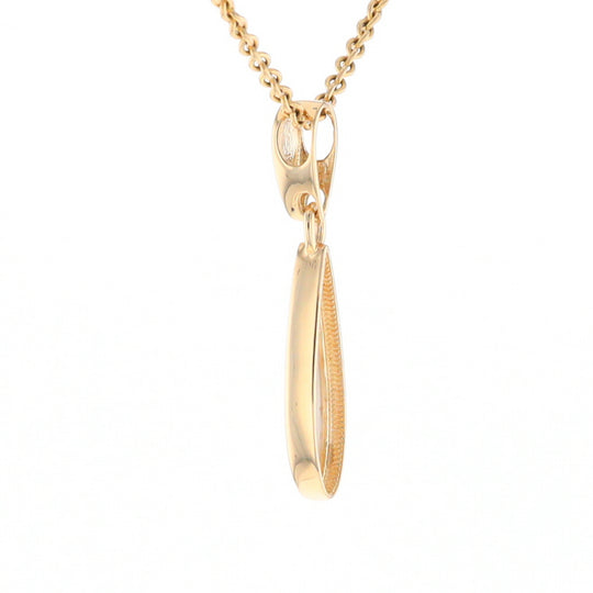 Gold Quartz Necklace Tear Drop Inlaid Pendant