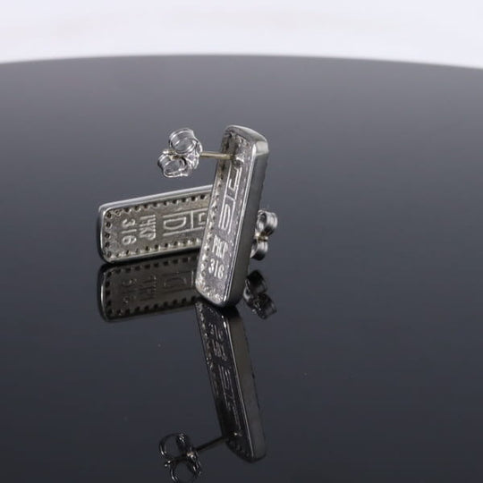 Opal Earrings Rectangle Inlaid with .50ctw Round Diamond Halo Studs