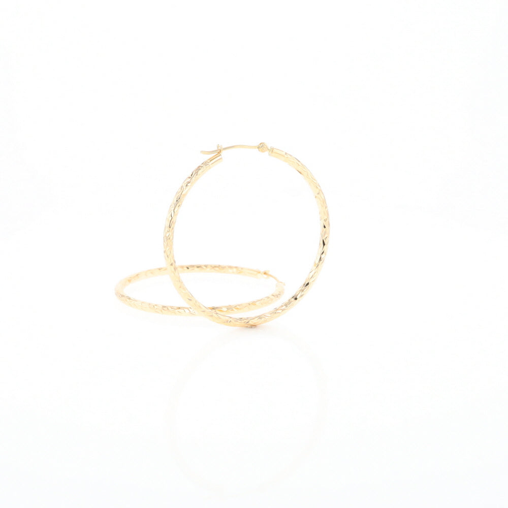 Textured Hollow Diamond Cut Hoop Earrings