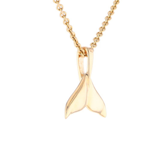 Small Whale Tail Gold Quartz and Gold Nugget Pendant