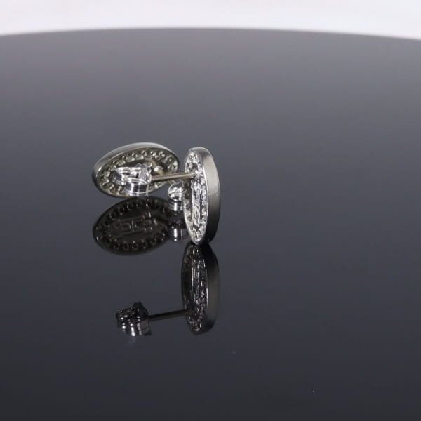 Opal Earrings Oval Inlaid with .25ctw Round Diamond Halo Studs