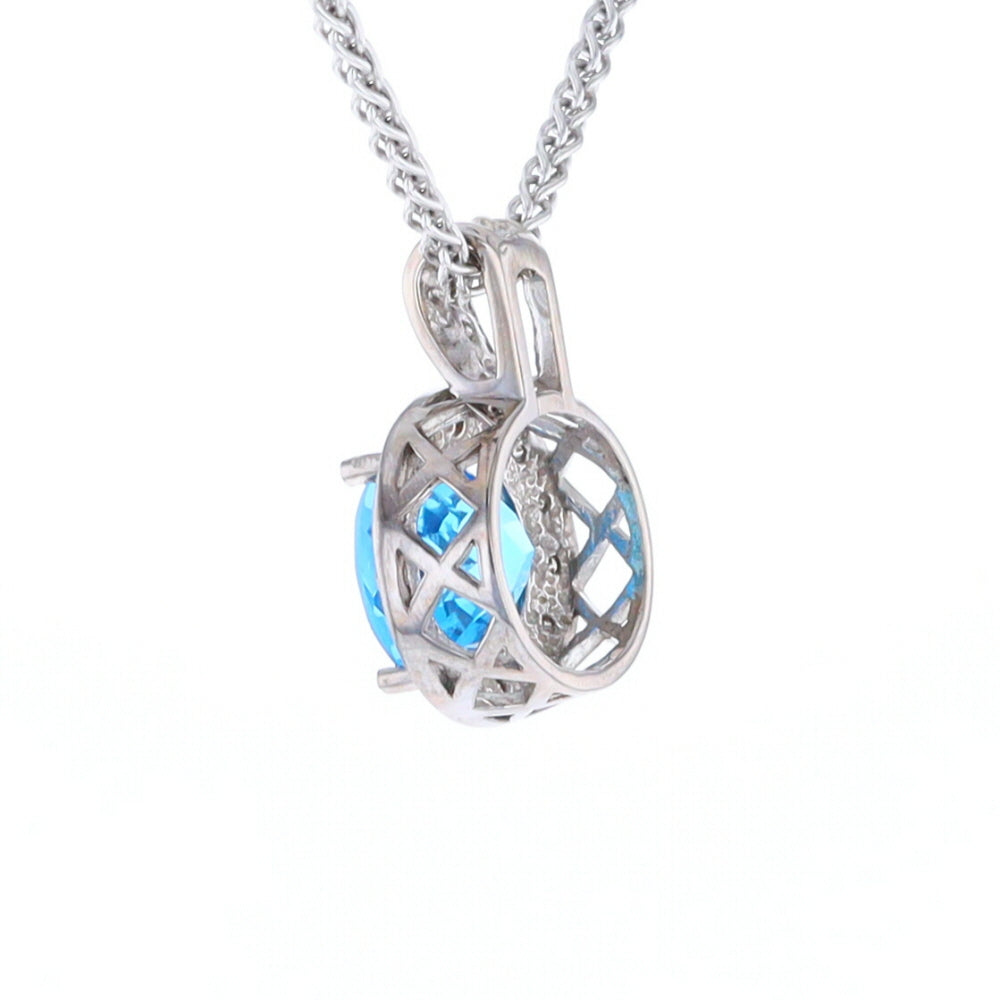 Blue Topaz Oval Halo Pendant