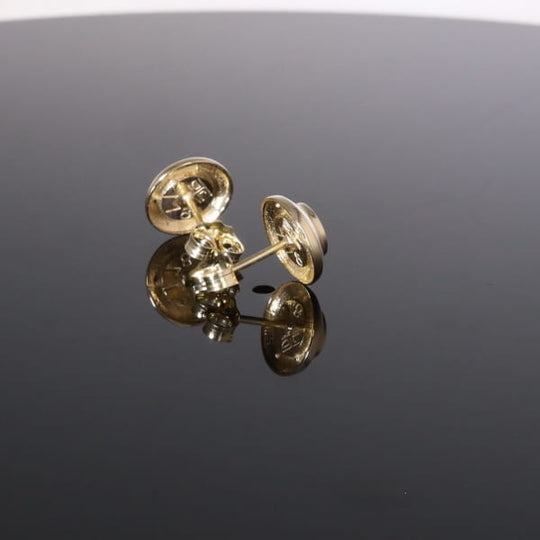 Opal Earrings Round Inlaid Design Studs