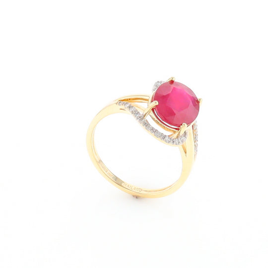 Ruby Bypass Ring with Diamond Accents