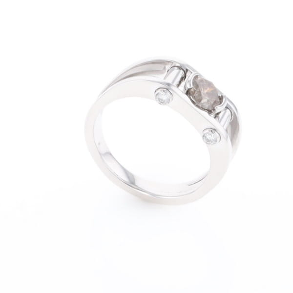 Men's Contemporary White Gold Industrial Brown Diamond Ring