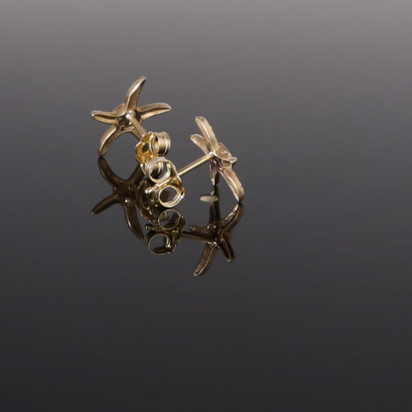 Opal Earrings Inlaid Realistic Star Fish Design Studs