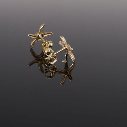 Opal Earrings Inlaid Realistic Star Fish Design Studs