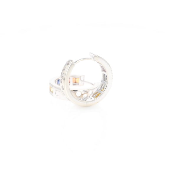 Multi-color Sapphire Hoop Earrings with Diamond Accents