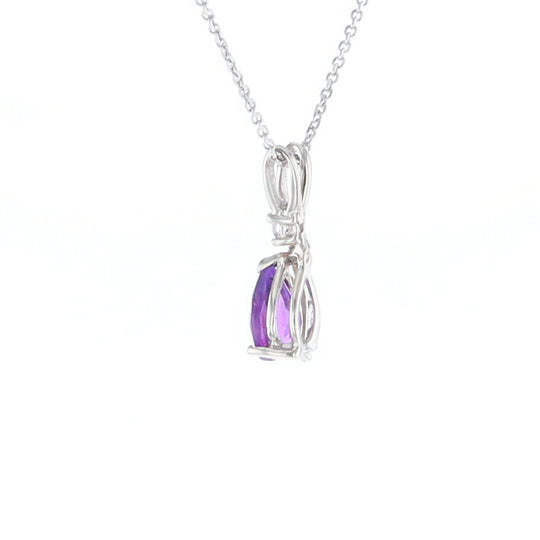 Amethyst Pear Ribbon Necklace