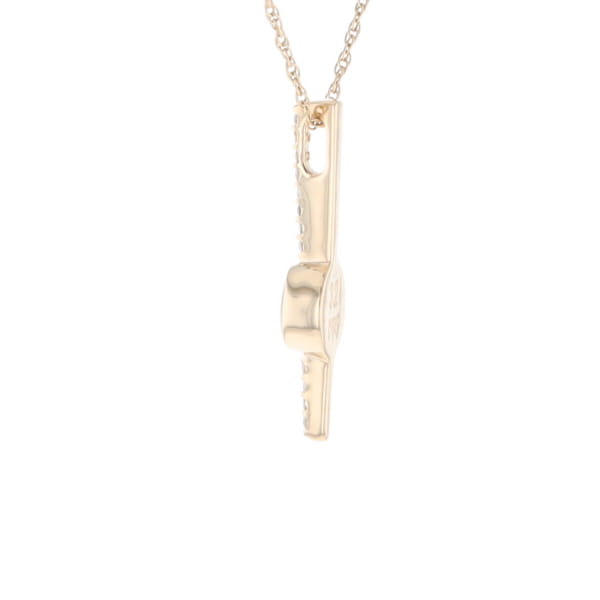 Diamond Bar Gold Quartz Round Inlaid Pendant G2