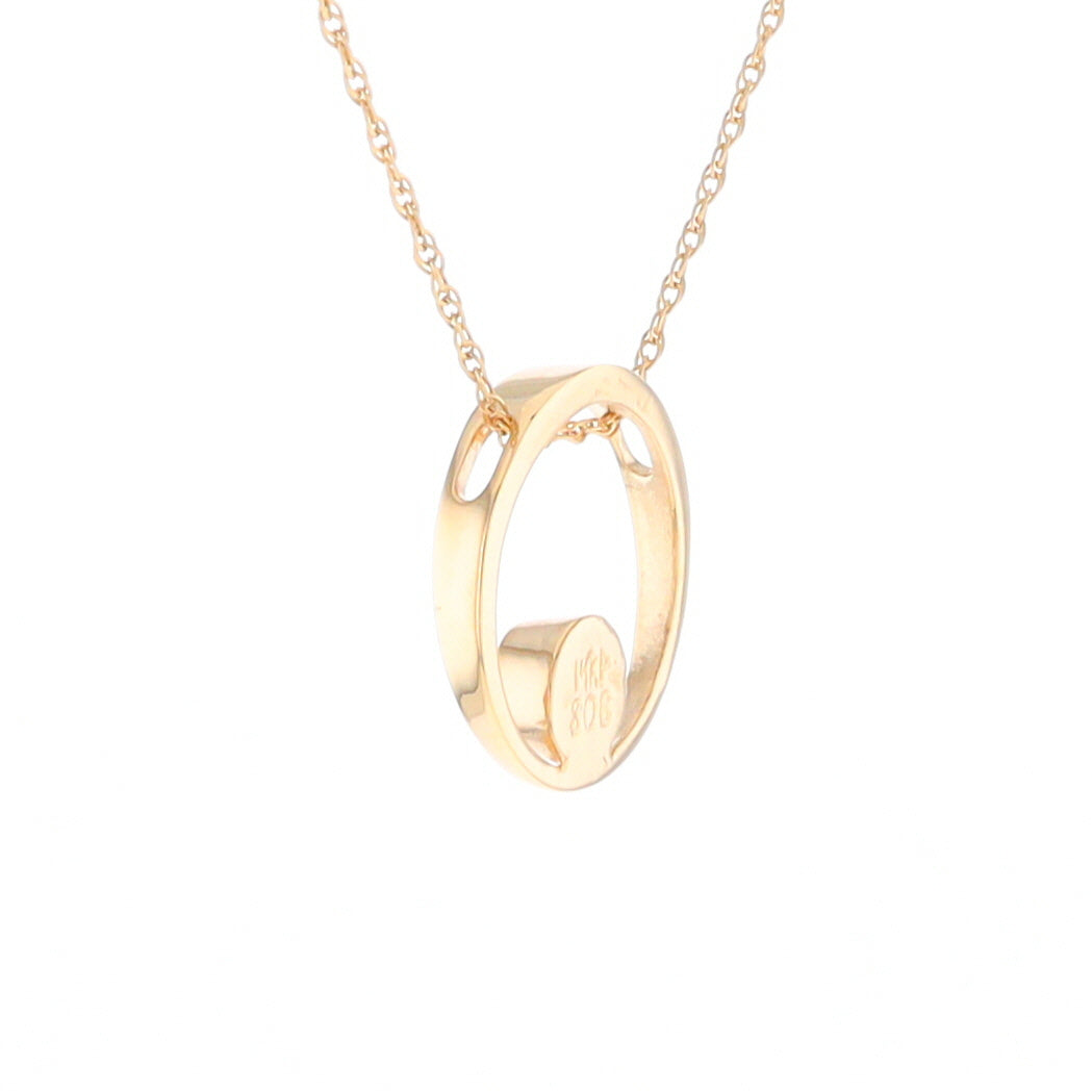 Gold Quartz Pendant Open Circle Design Round Inlay Pendant