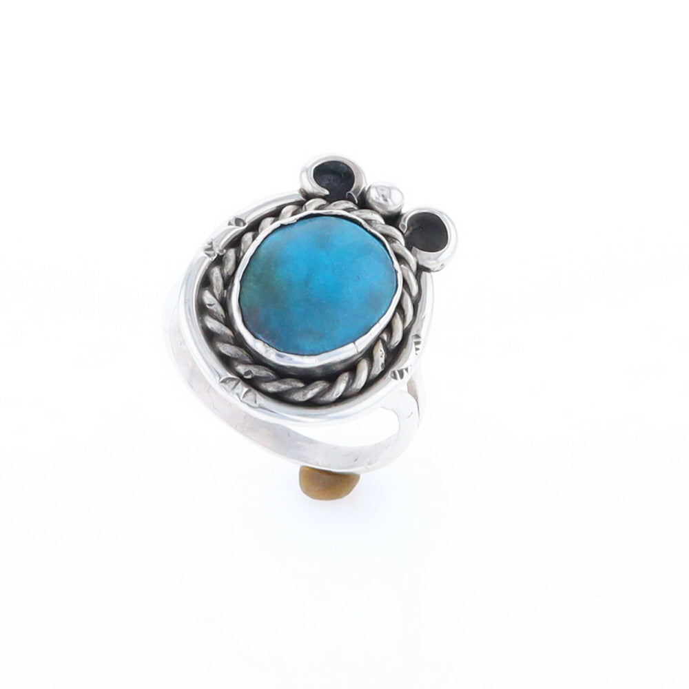 Native Turquoise Rope Design Ring