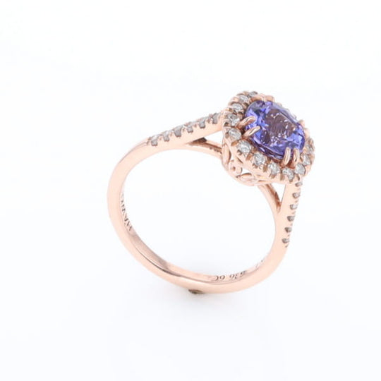 Rose Gold Tanzanite Halo Ring