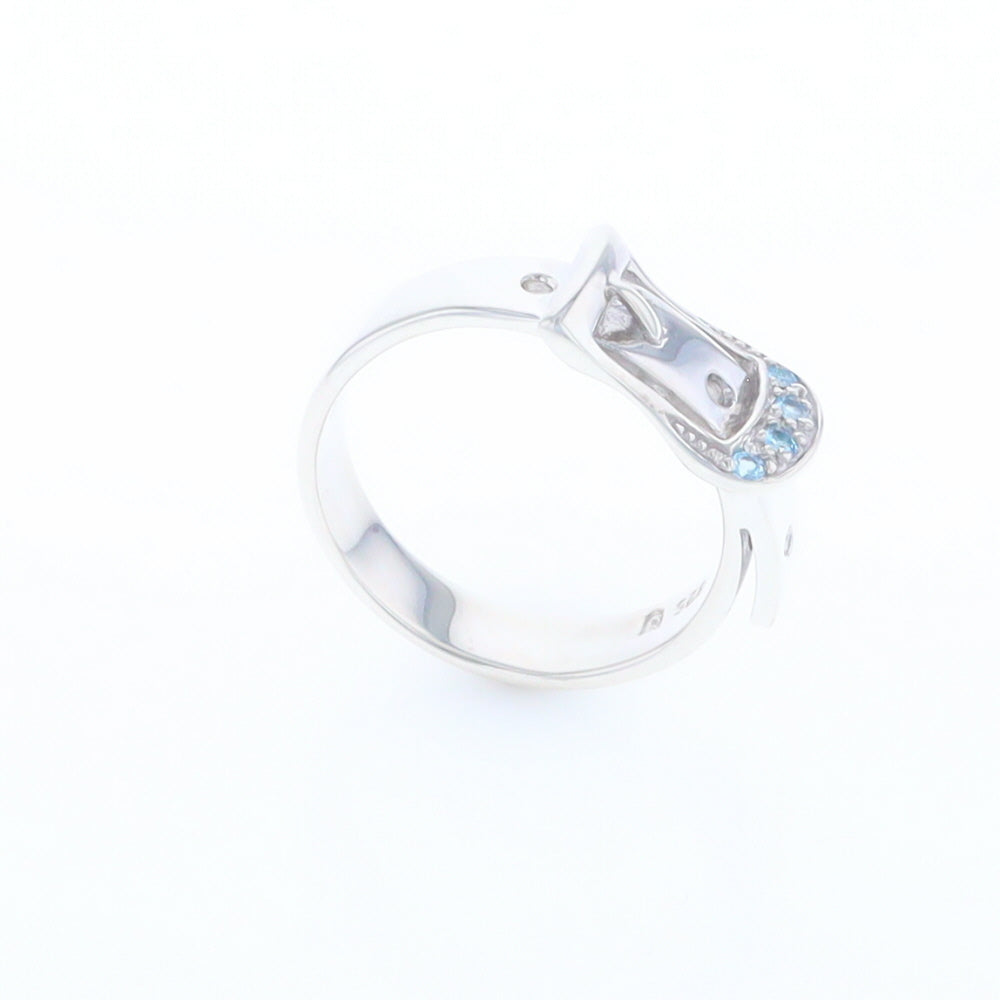 Silver Blue Topaz Belt Ring