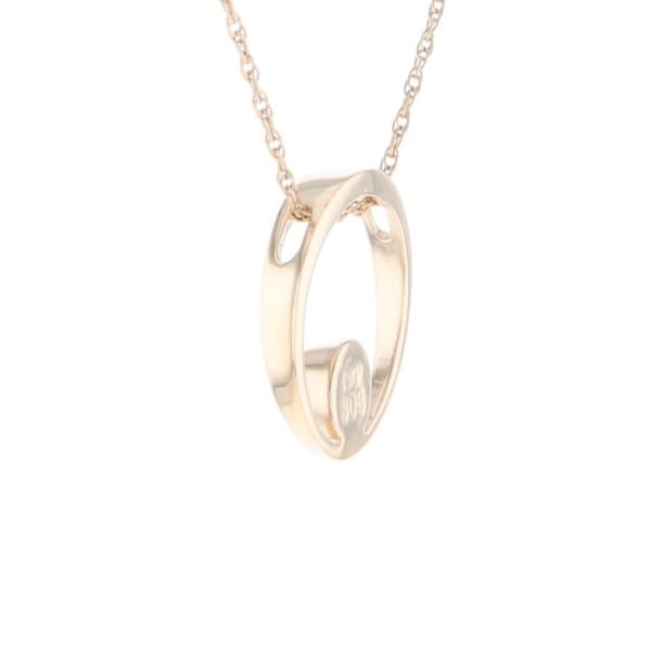 Gold Quartz Pendant Open Circle Design Round Inlay Pendant