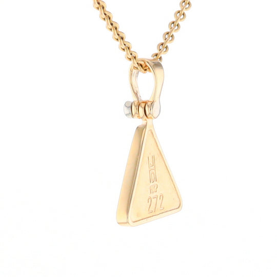 Gold Quartz Necklace Triangle Inlaid Pendant with .02ct Diamond