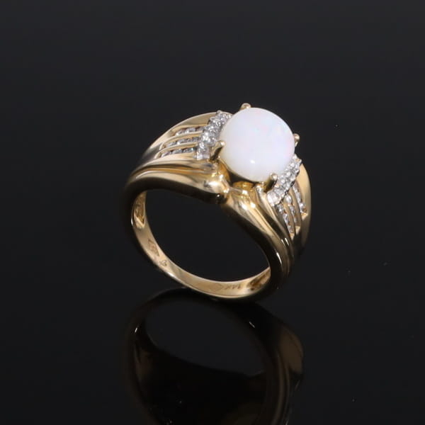 Opal Diamond Channels Ring