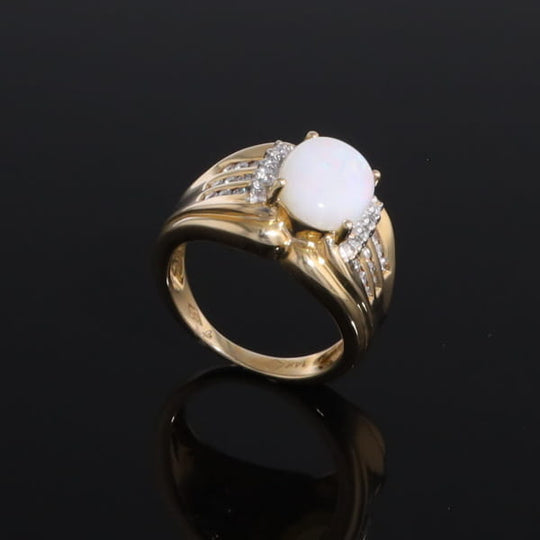 Opal Diamond Channels Ring