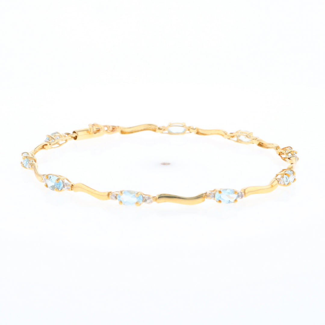 Aquamarine and Diamond Tennis Bracelet