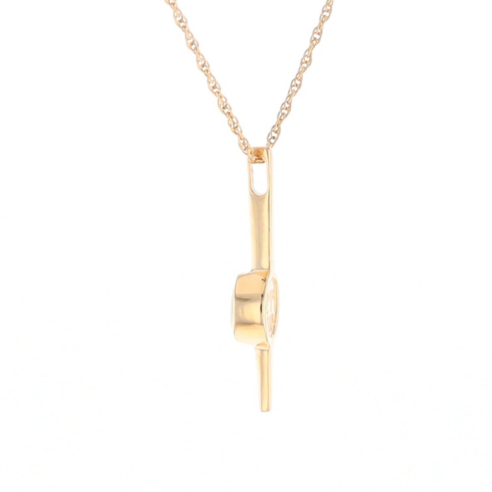 Gold Quartz Necklace Bar Design Round Superior Quality Inlaid Pendant