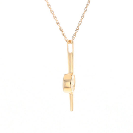 Gold Quartz Necklace Bar Design Round Superior Quality Inlaid Pendant