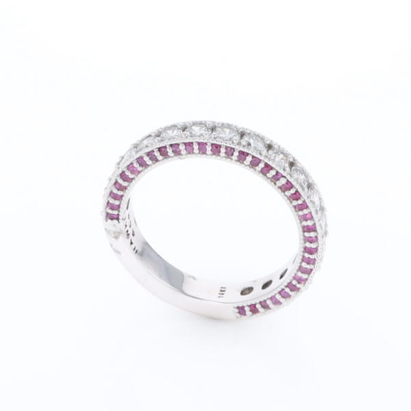 Diamond and Pink Sapphire Wedding Band