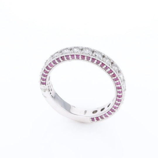 Diamond and Pink Sapphire Wedding Band