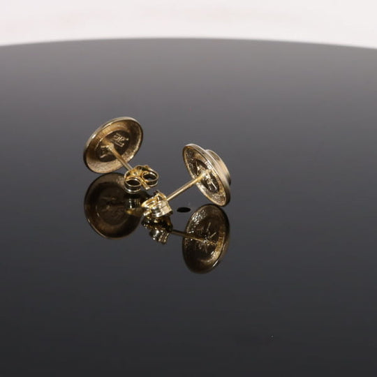 Opal Earrings Round Inlaid Design Studs