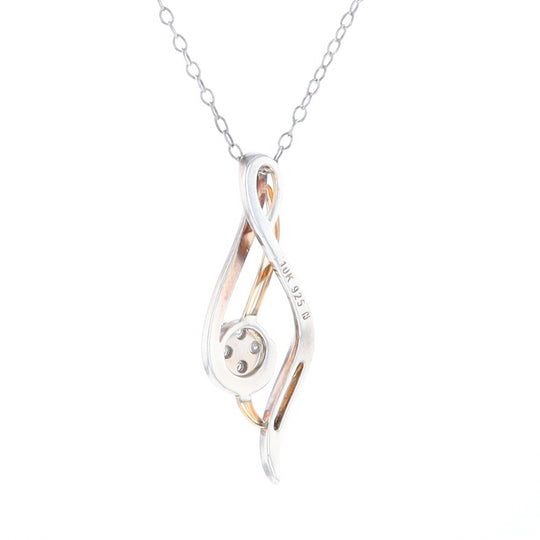 Sterling Silver and 10K Gold Diamond Infinity Swirl Necklace