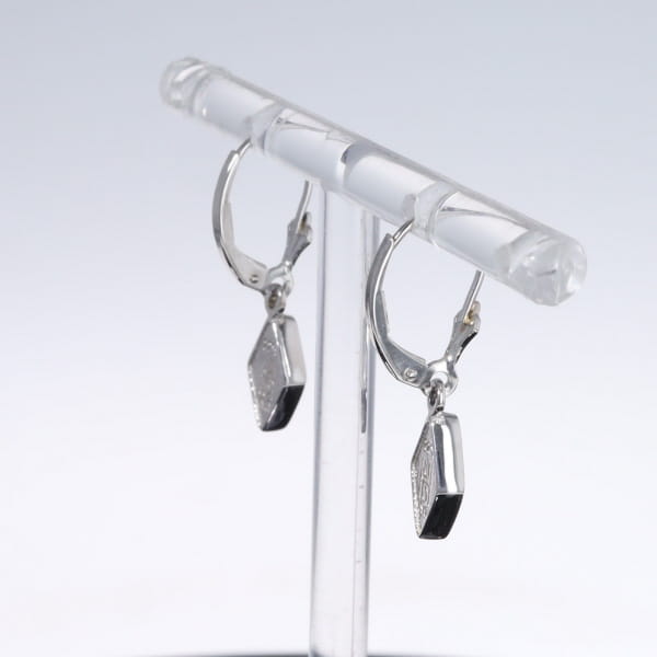 Opal Earrings Diamond Shape Inlaid Design Lever Backs