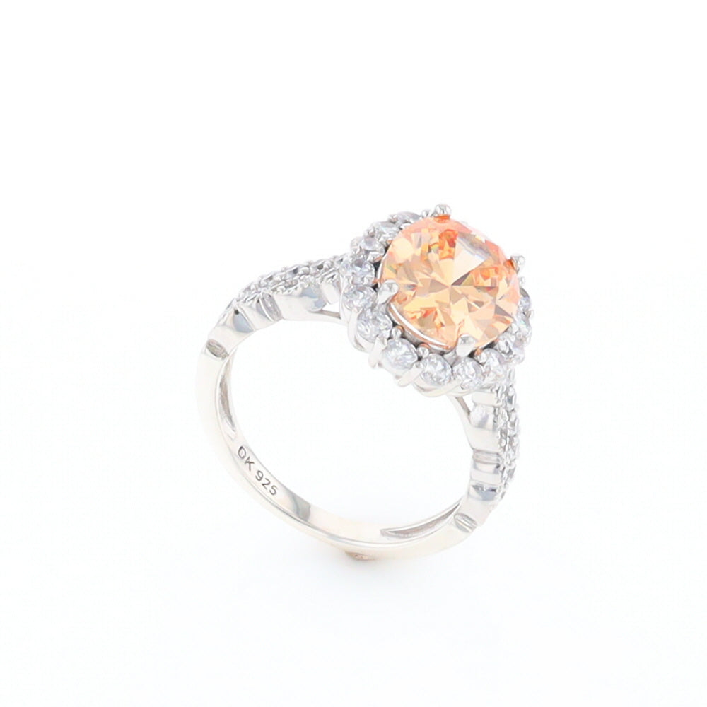 Peach Imitation Topaz Halo Ring