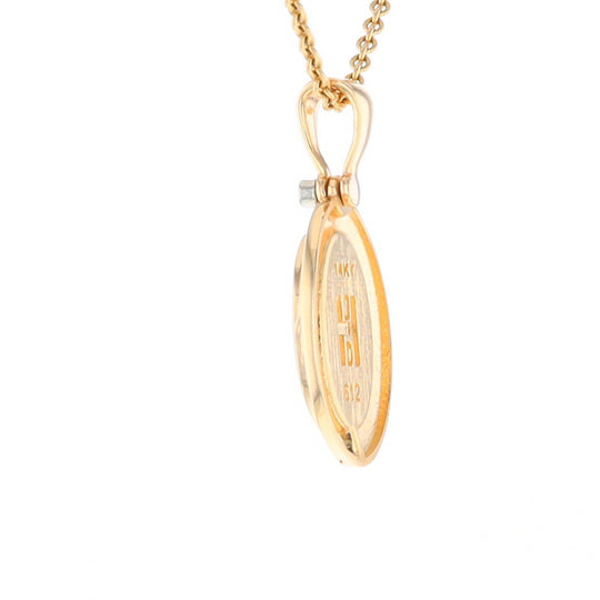 Gold Quartz Necklace Oval Inlaid Pendant with a .02ct Diamond