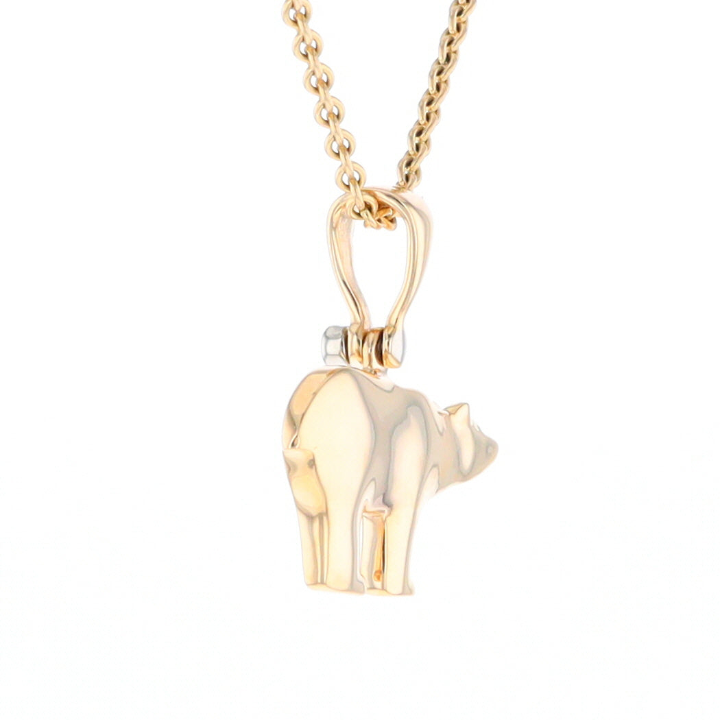 Gold Quartz Inlaid Polar Bear Pendant