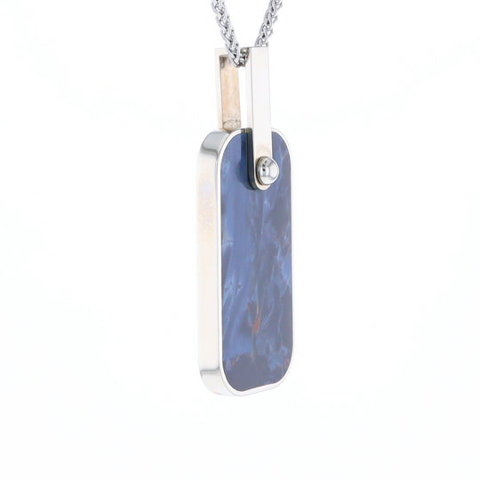 Natural pietersite inlaid dog tag cross pendant