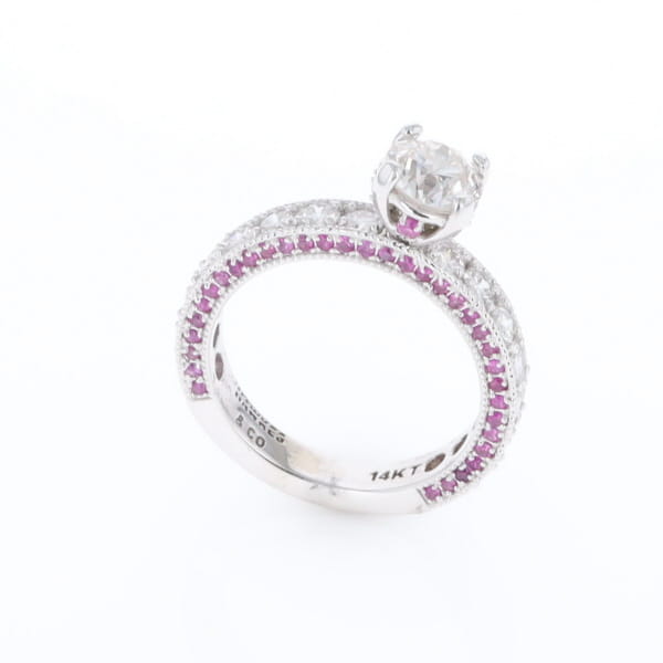 Diamond and Pink Sapphire Engagement Ring