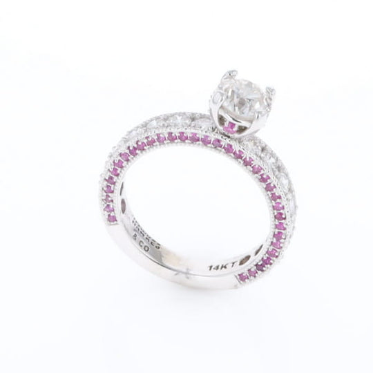 Diamond and Pink Sapphire Engagement Ring
