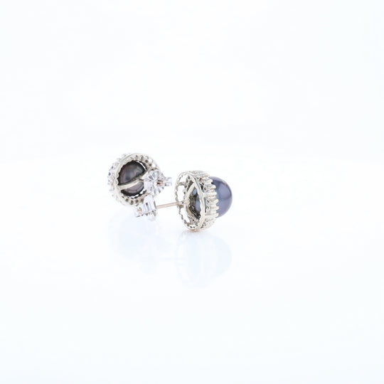 Gray Pearl Halo Studs