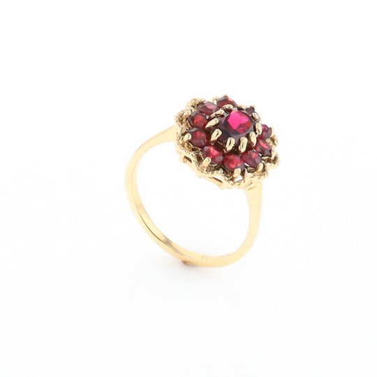 Floral Cluster Garnet Ring