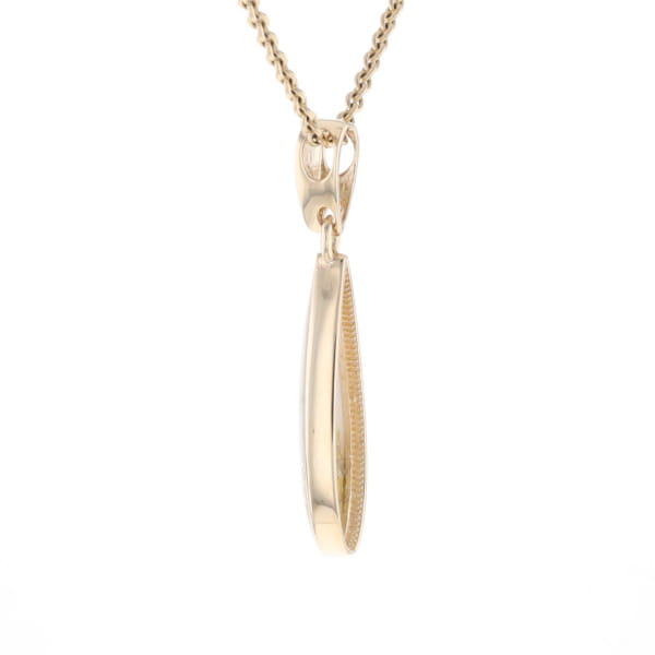 Gold Quartz Pendant Tear Drop Inlaid Design G2