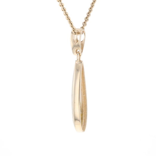 Gold Quartz Pendant Tear Drop Inlaid Design G2
