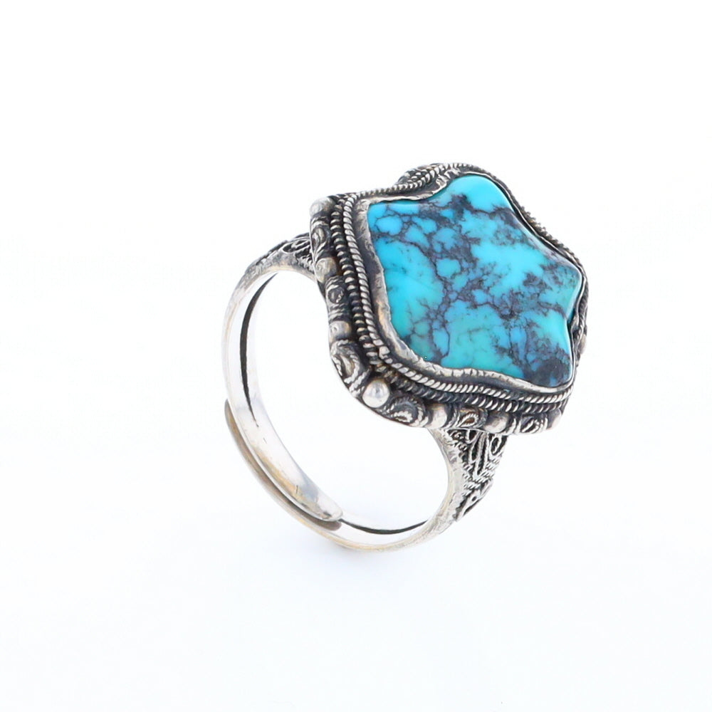 Adjustable Star Shaped Turquoise Ring