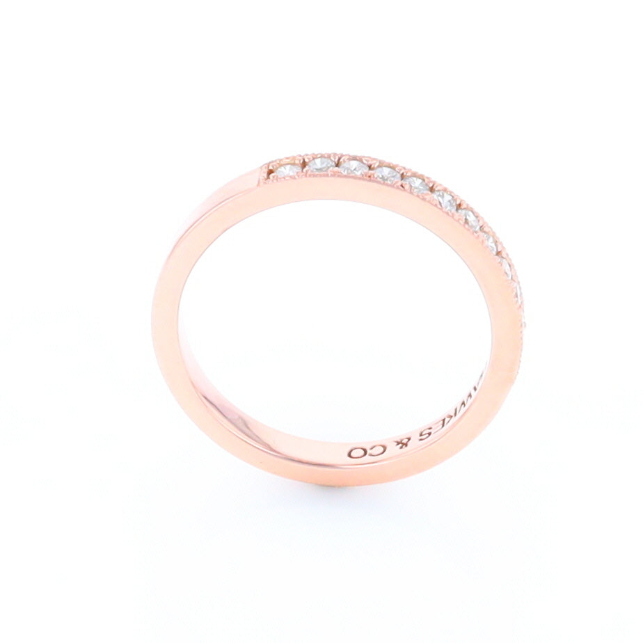 Rose Gold Milgrain Diamond Wedding Band