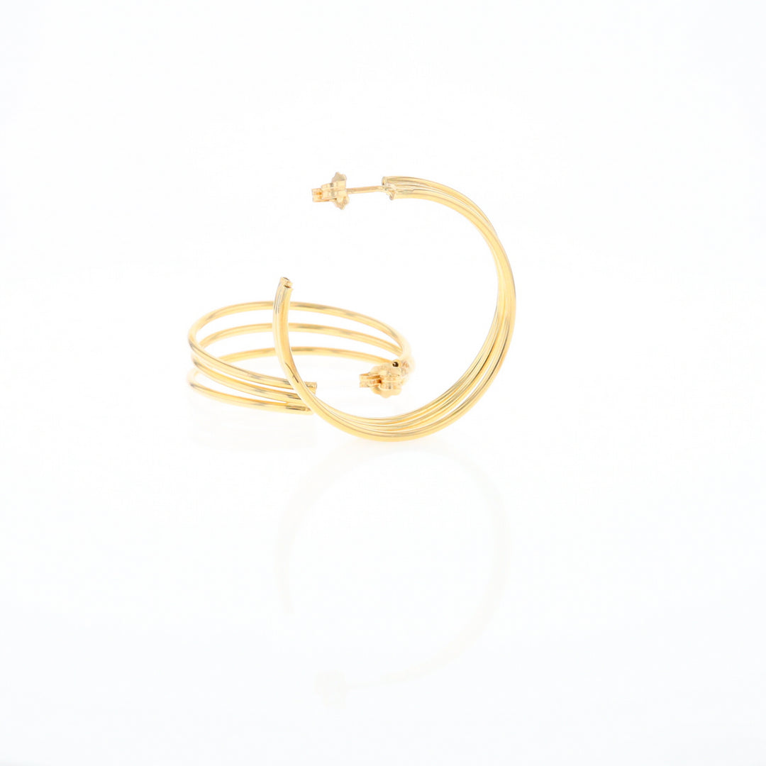 Three Bar Gold Hoop Earrings