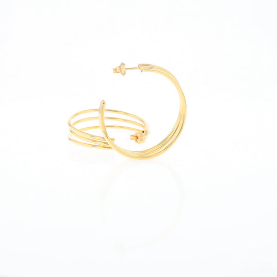 Three Bar Gold Hoop Earrings