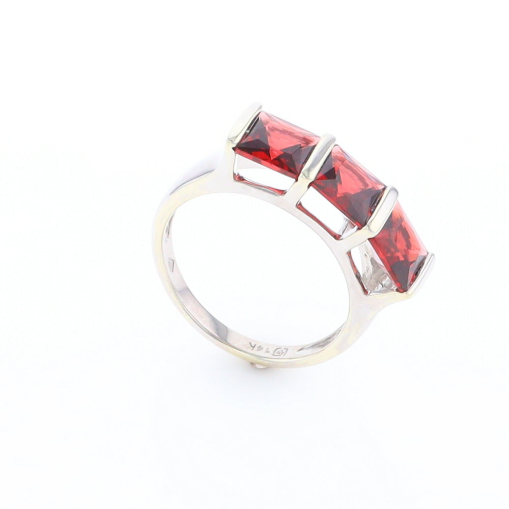 Three Square Garnet Ring