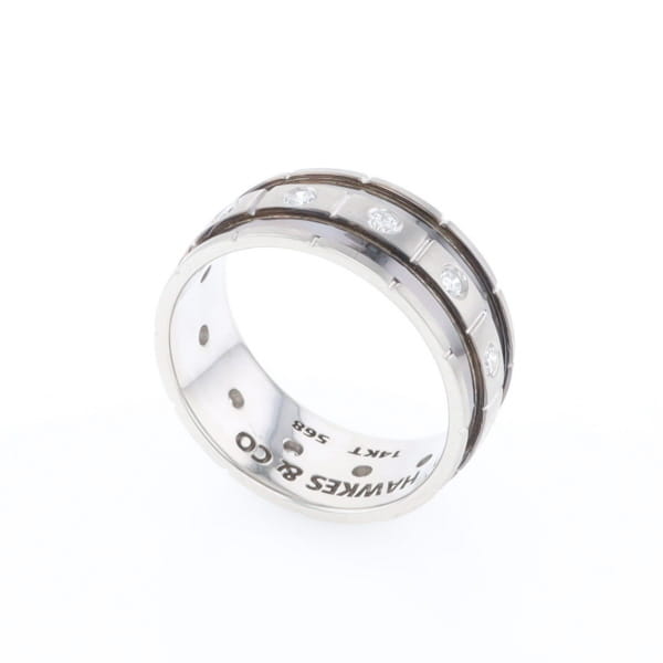 Contemporary Men's Comfort Fit Wedding Band With Diamonds