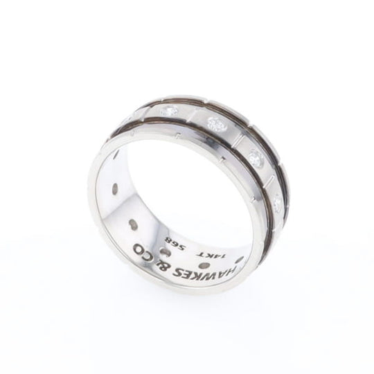 Contemporary Men's Comfort Fit Wedding Band With Diamonds