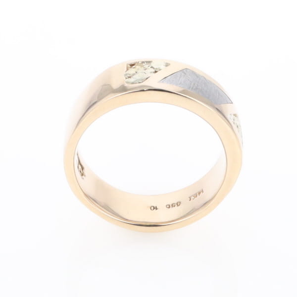 Meteorite Ring, Center Inlaid & Natural Nugget Sides