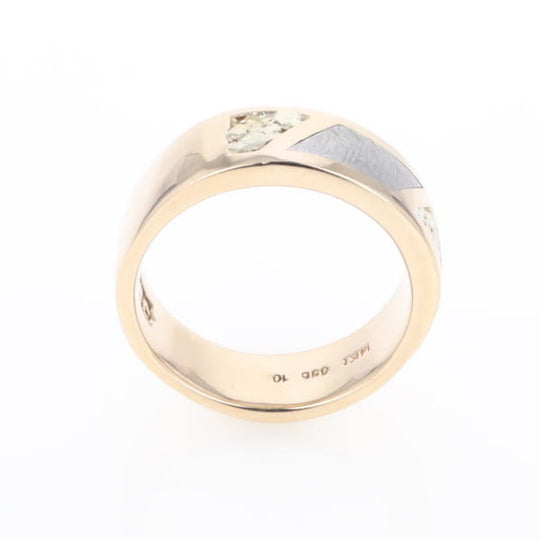 Meteorite Ring, Center Inlaid & Natural Nugget Sides